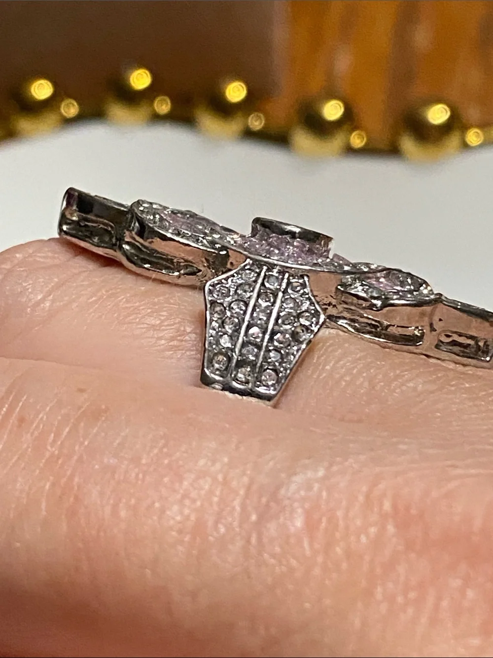 Sterling Silver Pink Crystal Ring